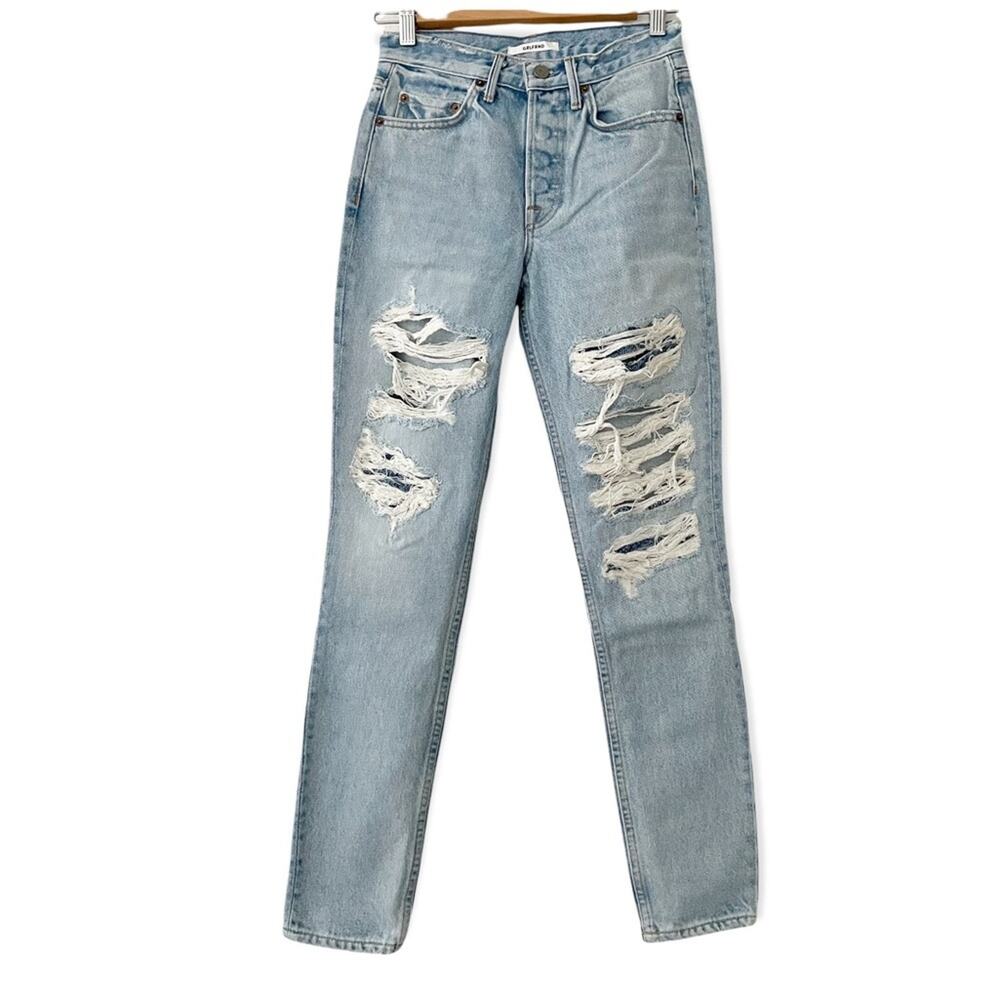 Grlfrnd Jeans Womens 24 Blue Karolina High Rise Distressed Boho Grunge 90s Y2K